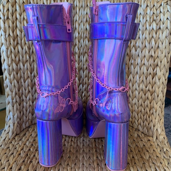 Dolls Kill Shoes Nib Club Exx Lavender Pink Butterfly Boots Poshmark